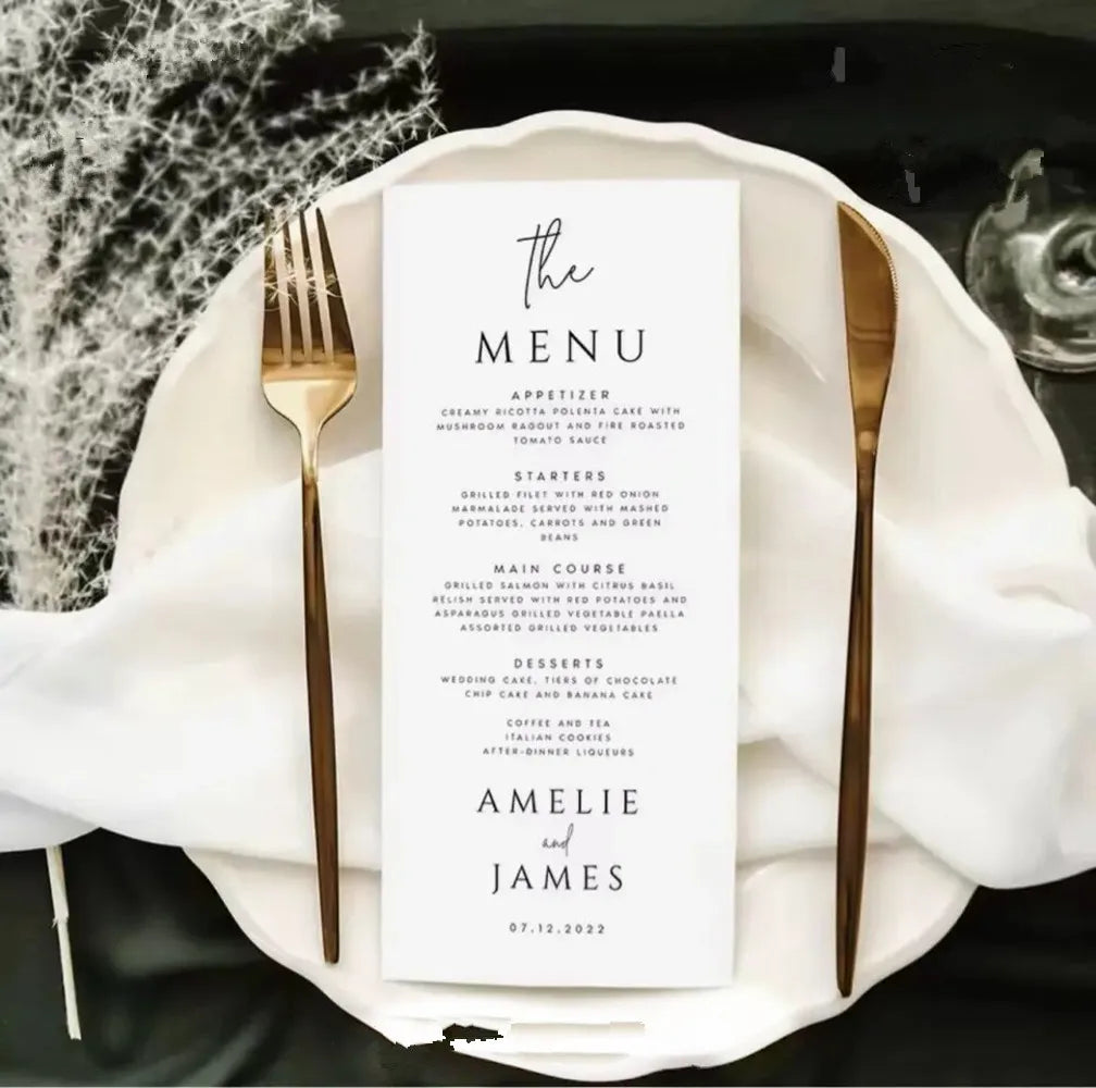 10pcs Paper Wedding Party Supply Food Menu Custom Invitaiton Menu Card Bar Restaurant Menu