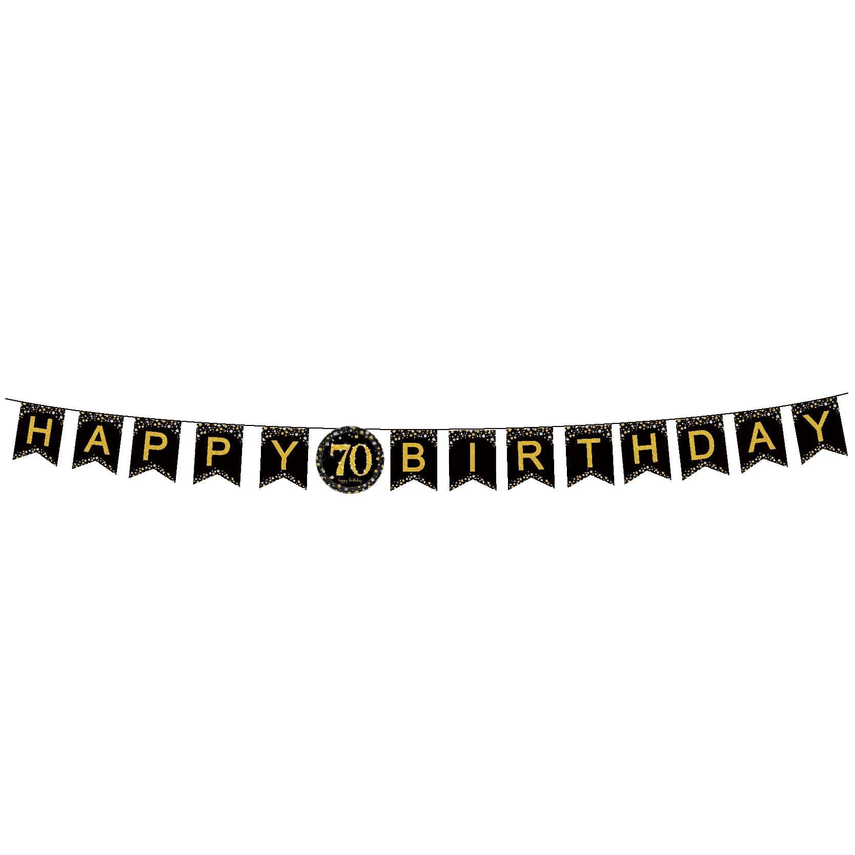 70 Year Old Adult Birthday Party Disposable Tableware Black Gold Paper Plates Cup Tablecloths Wedding Anniversary Decor Supplies