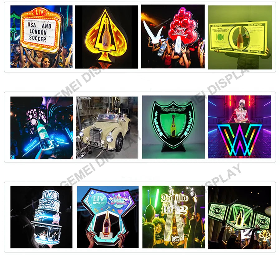 Night club bar party lounge color changing rechargeable led lighted shot glass service tray vip flight tray glasses holder