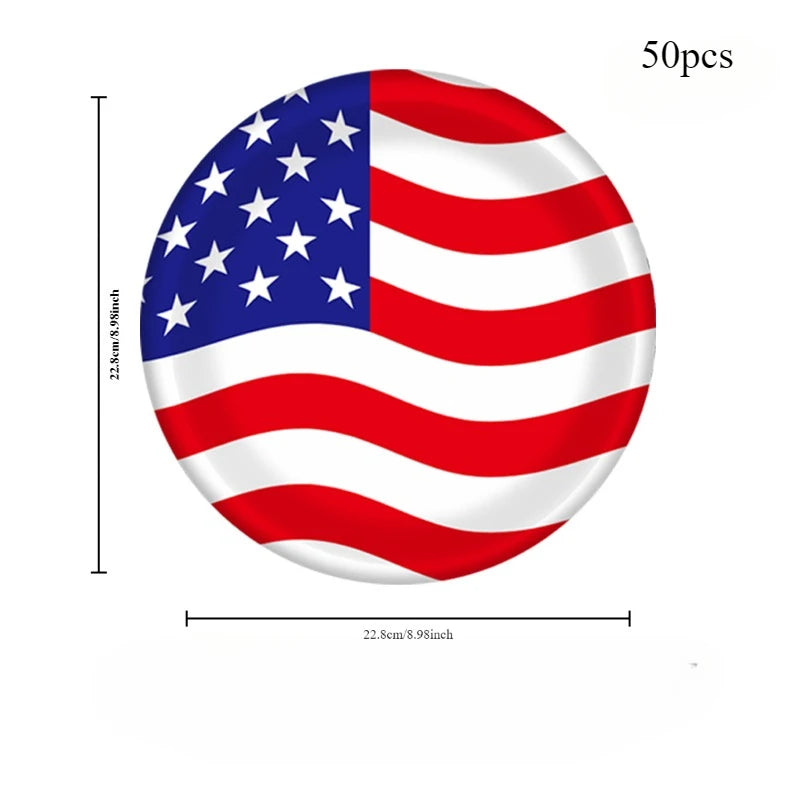 2024 US National Day Party Party Decoration Paper Cup Paper Plate Disposable Tableware Wholesale