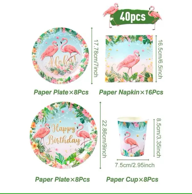 Hawaii Party Tableware Tropical Hawaii Party Decorations Paper Plates Flamingo Kids Summer Baby Shower Birthday Party Supplies