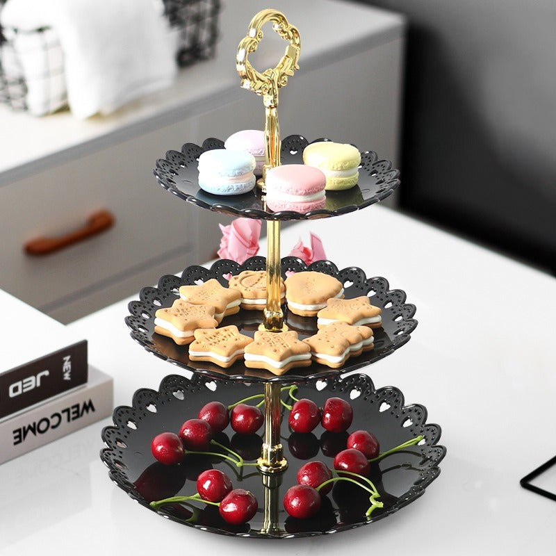 1/3 Tier Party Tray Plate, Cupcake Dessert Tableware, European Afternoon Tea Fruit Snack Stand, Wedding Dishes Decor Shelf