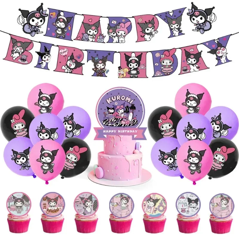 MINISO Cute Kawali Kuromied Birthday Party Decorations, Tablecloths, Tableware, Boys/Girls Party Set, Baby Shower Supplies Gift