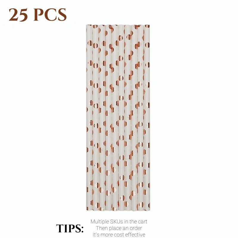 Rose Gold Party Tableware Kit Table Cloth Knife Fork Spoon Paper Cup Plate Straws Baby Shower Wedding Birthday Party Decorations