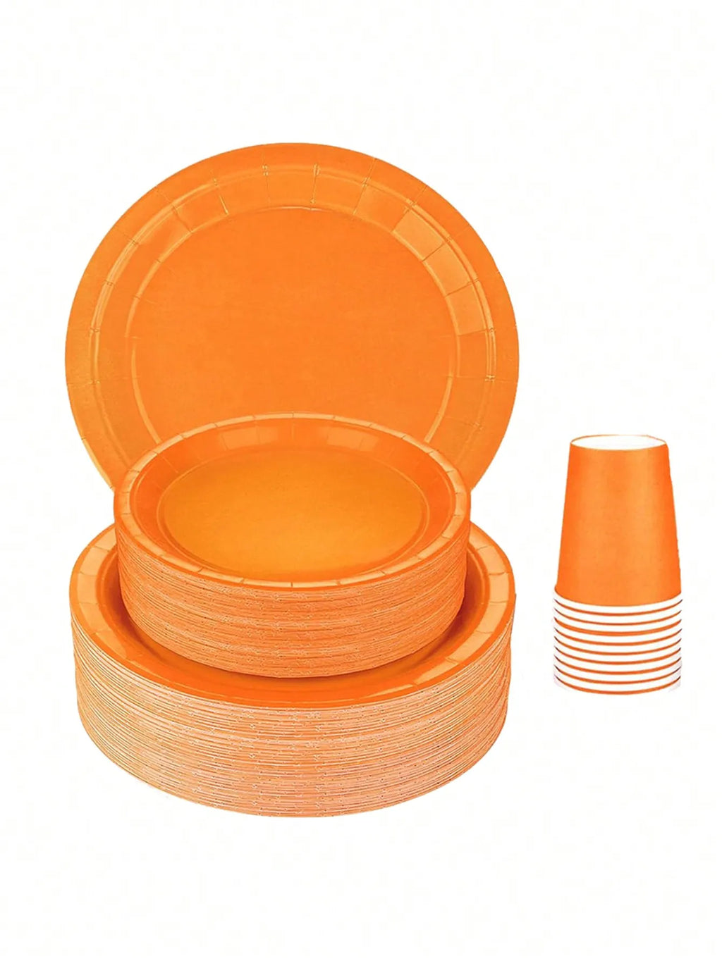 Orange Party Supplies Set Include Paper Plastic Spoons Forks Knives 9/7 Inch Disposable Dinner Dessert Plates ﻿