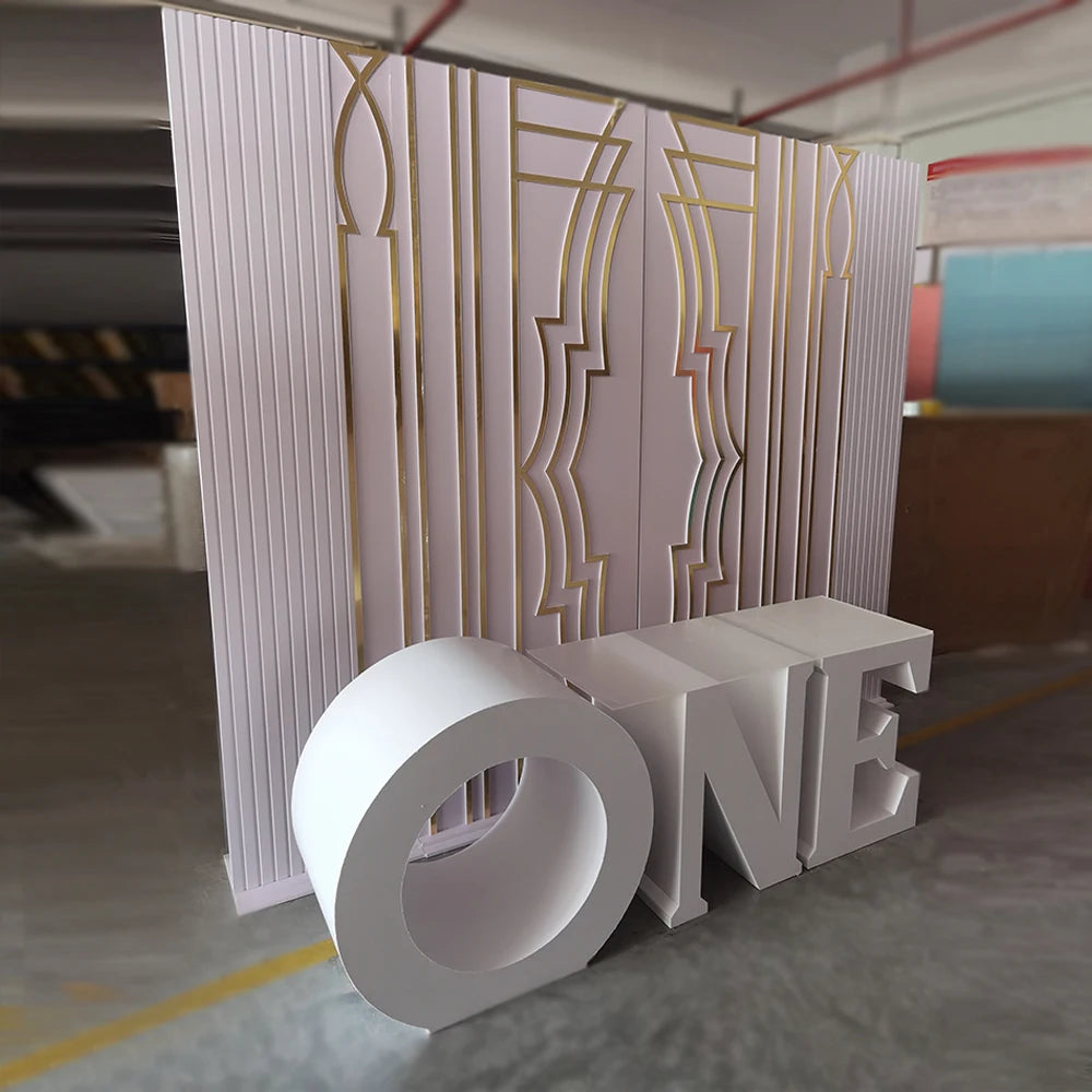 Party Furniture LED Lights Gold Engraved PVC Bar Table Acrylic Wedding Dining Table