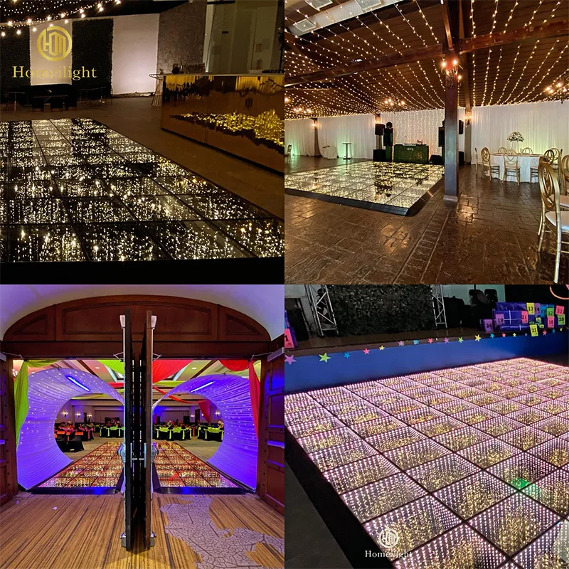 Wedding DJ Disco Night Club Dancefloor Waterproof 3D Mirror Starlit Starry RGB Panels Tiles 3d Led Dance Floor