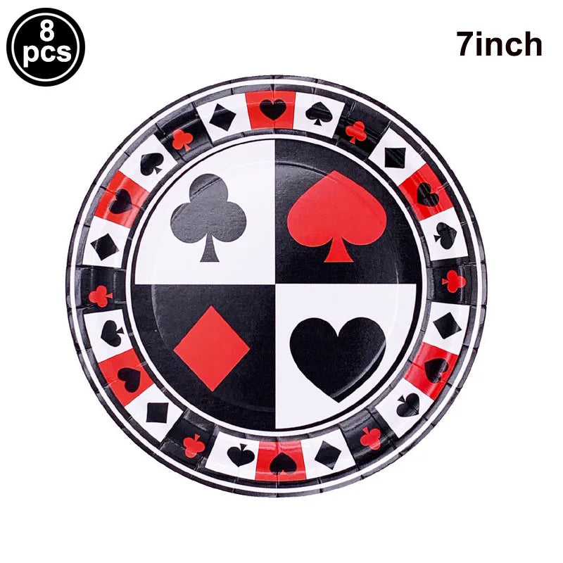 Casino Themed Party Tableware Poker Party Paper Plates Napkins Plates Cups for Adults Las Vegas Casino Themed Party Decorations