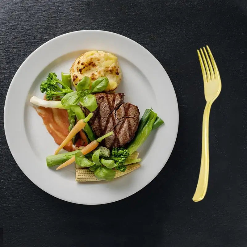 25pcs Party Tableware Set Golden Cutlery Tableware for Dinner Wear-Resistant Dinnerware with Comfortable Grip for Wedding Picnic