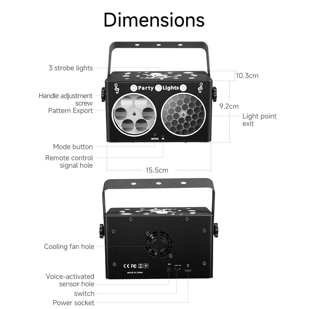 Party Light sDJ Disco lights Sound controlled stage light DJ Strobe lights Family Party Club Nightclub Karaoke atmosphere lights