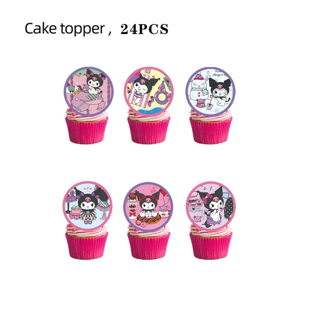 MINISO Cute Kawali Kuromied Birthday Party Decorations, Tablecloths, Tableware, Boys/Girls Party Set, Baby Shower Supplies Gift