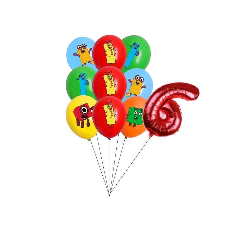 Number Blocks Party Decorations Plate Cup Tablecloth Cake Topper Balloons Building Blocks Theme Kids Birthday Party Supplies