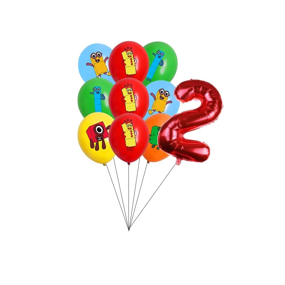 Number Blocks Party Decorations Plate Cup Tablecloth Cake Topper Balloons Building Blocks Theme Kids Birthday Party Supplies