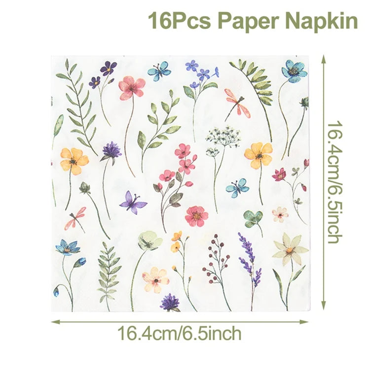 Wild Flower Tableware Birthday Party Decor Wild Floral Disposable Plates Cups Girl Favors Wedding Baby Shower Party Supplies