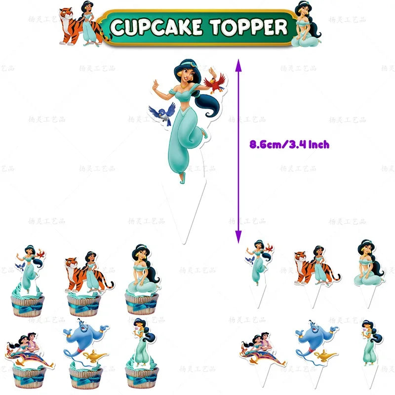 Cartoon Jasmine Theme DIY Balloons Party Supplies Birthday Banner Latex Balloon Decoration Cake Supplies Kid Girl gift