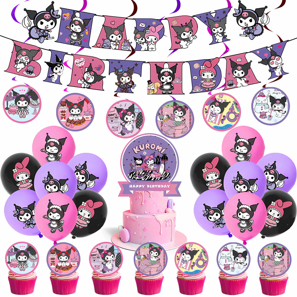 MINISO Cute Kawali Kuromied Birthday Party Decorations, Tablecloths, Tableware, Boys/Girls Party Set, Baby Shower Supplies Gift
