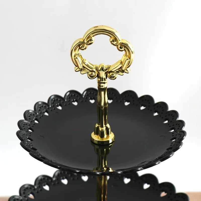 1/3 Tier Party Tray Plate, Cupcake Dessert Tableware, European Afternoon Tea Fruit Snack Stand, Wedding Dishes Decor Shelf
