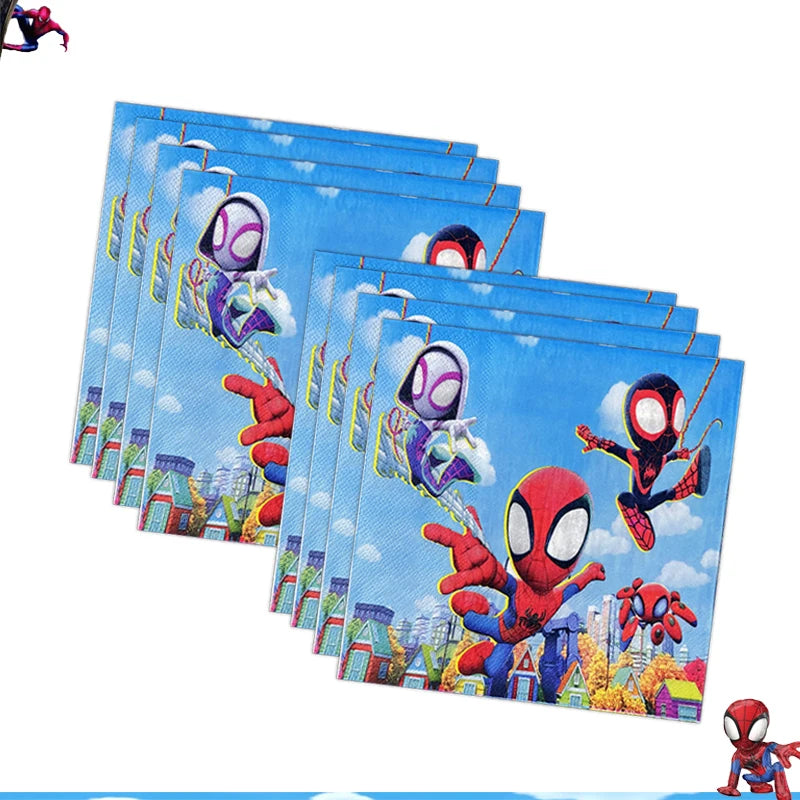 New Spidey Birthday Decoration Spider Man Mask Party Favors Stickers Tableware Spidey and His Friends Baby Shower Supplies Gifts