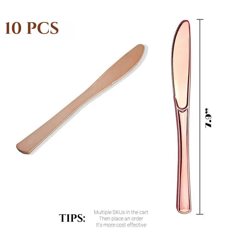 Rose Gold Party Tableware Kit Table Cloth Knife Fork Spoon Paper Cup Plate Straws Baby Shower Wedding Birthday Party Decorations