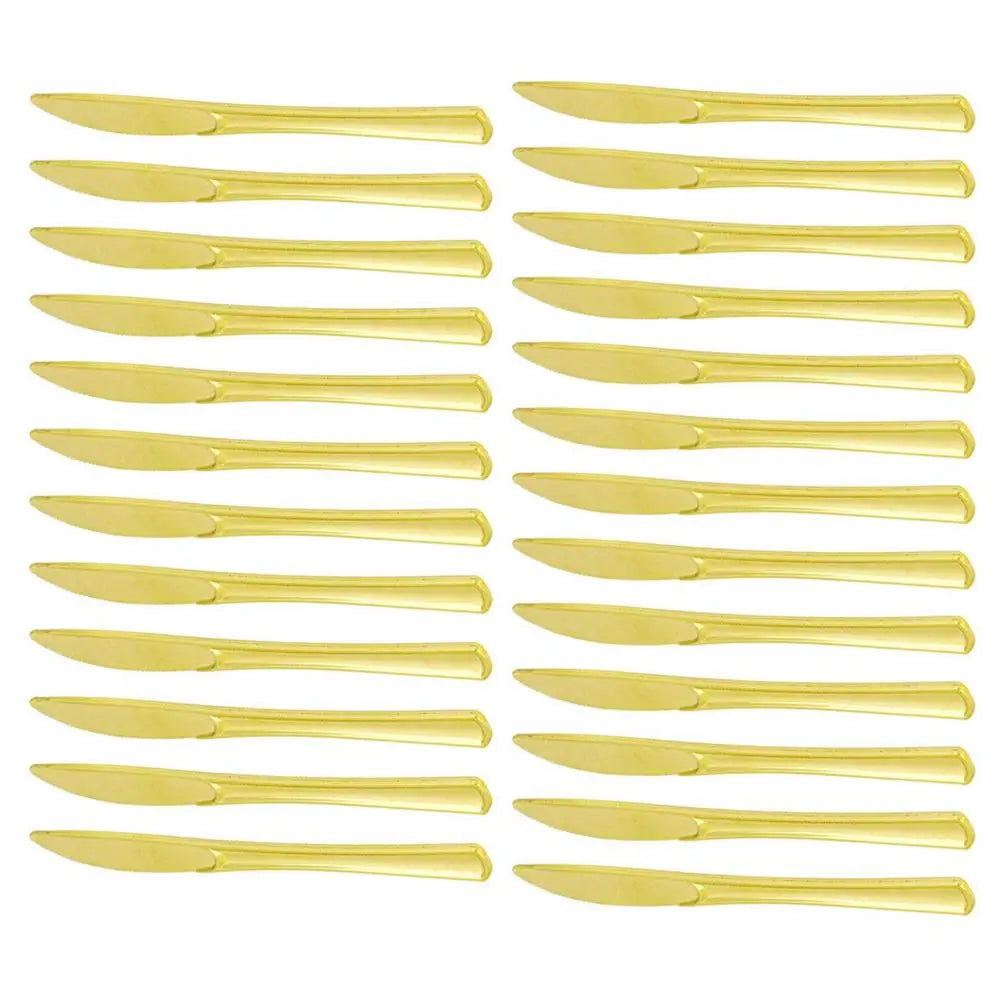 25pcs Party Tableware Set Golden Cutlery Tableware for Dinner Wear-Resistant Dinnerware with Comfortable Grip for Wedding Picnic