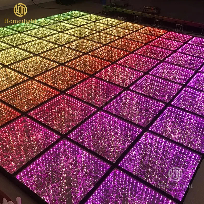 Wedding DJ Disco Night Club Dancefloor Waterproof 3D Mirror Starlit Starry RGB Panels Tiles 3d Led Dance Floor