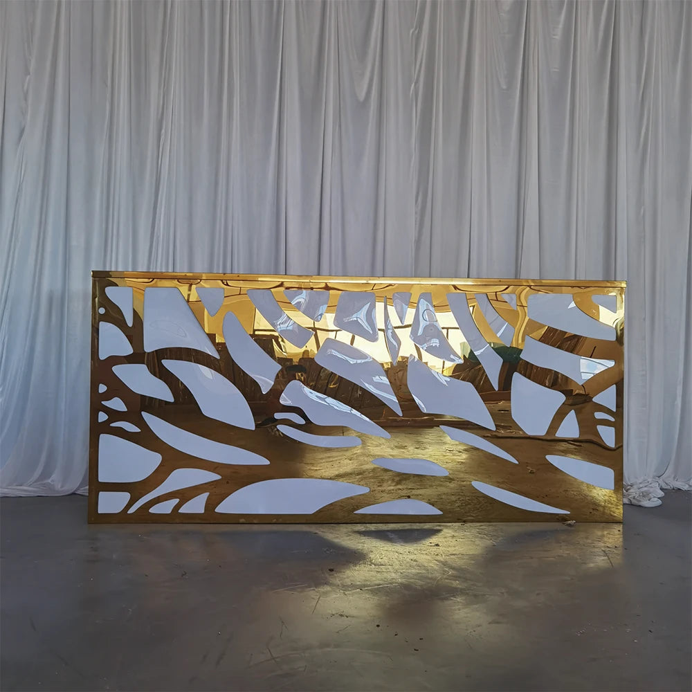 Party Furniture LED Lights Gold Engraved PVC Bar Table Acrylic Wedding Dining Table