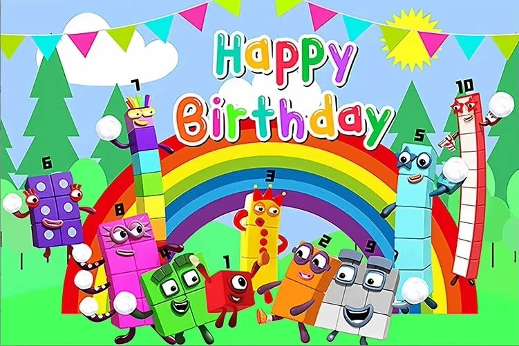 Number Blocks Party Decorations Plate Cup Tablecloth Cake Topper Balloons Building Blocks Theme Kids Birthday Party Supplies