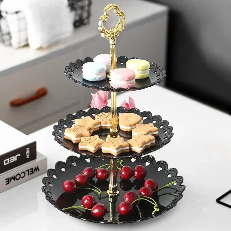 1/3 Tier Party Tray Plate, Cupcake Dessert Tableware, European Afternoon Tea Fruit Snack Stand, Wedding Dishes Decor Shelf