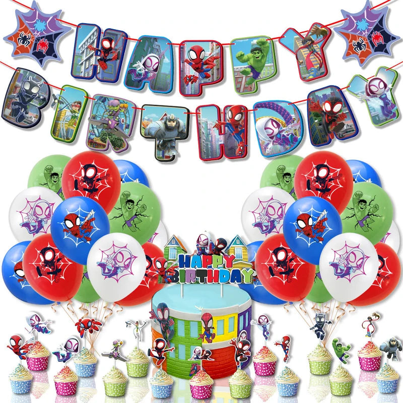 New Spidey Birthday Decoration Spider Man Mask Party Favors Stickers Tableware Spidey and His Friends Baby Shower Supplies Gifts