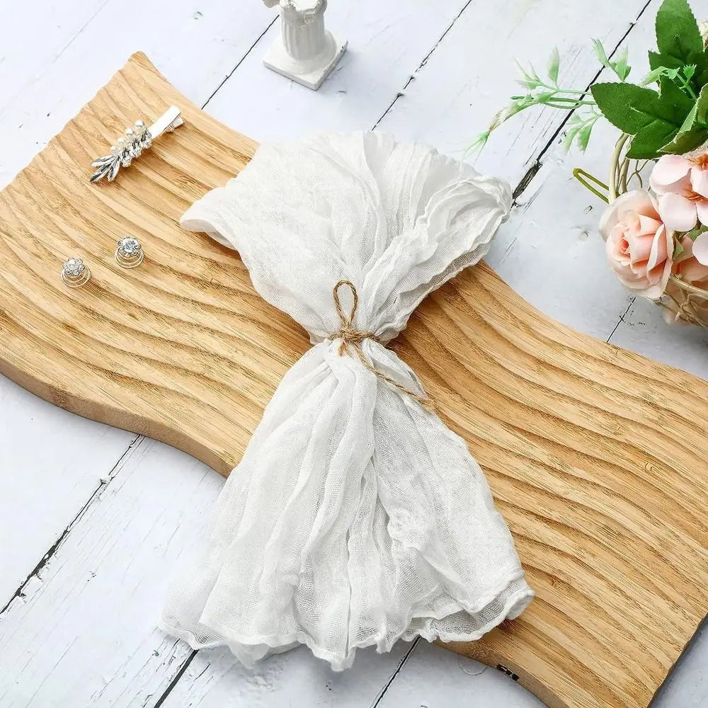 Party Supply Table Decoration Gauze Napkin Soft Reusable Cotton Napkin Vintage Thin Placemats Banquet