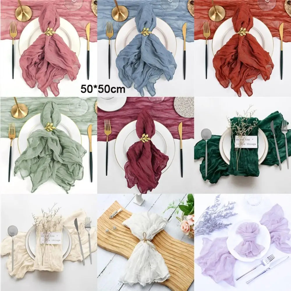 Party Supply Table Decoration Gauze Napkin Soft Reusable Cotton Napkin Vintage Thin Placemats Banquet