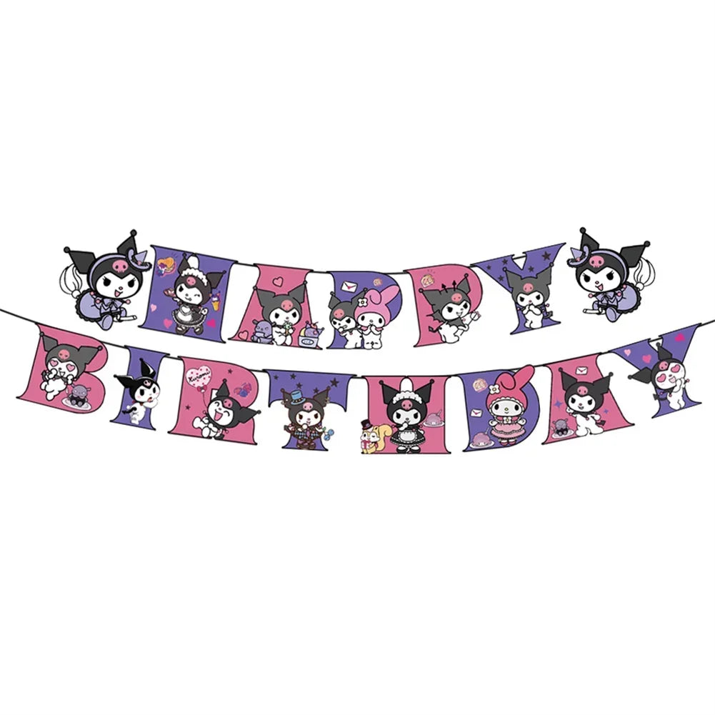 MINISO Cute Kawali Kuromied Birthday Party Decorations, Tablecloths, Tableware, Boys/Girls Party Set, Baby Shower Supplies Gift