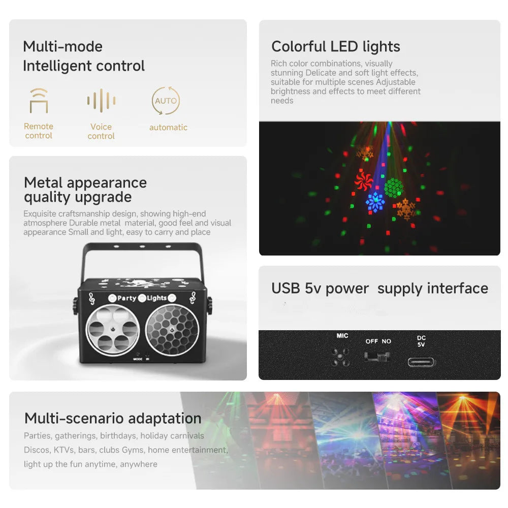 Party Light sDJ Disco lights Sound controlled stage light DJ Strobe lights Family Party Club Nightclub Karaoke atmosphere lights