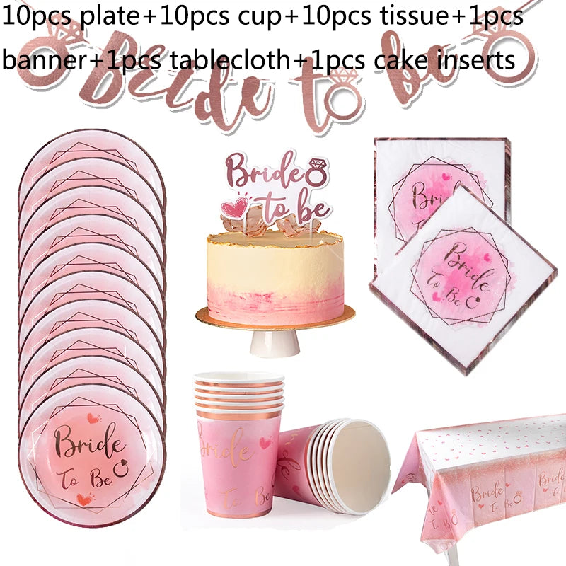Bachelorette Party Team Bride To Be Tableware Cups Plate Bridal Shower Gift Bride to be Hen Wedding Decorations Adult Supplies