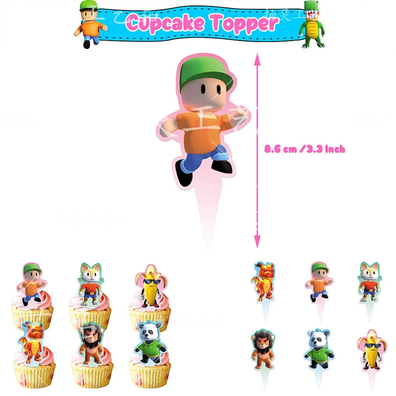 Stumble Guys Party Supplies DIY Balloon Birthday Party Decoration Banner Latex Balloon Decoration Cake Supplies Invitation Card