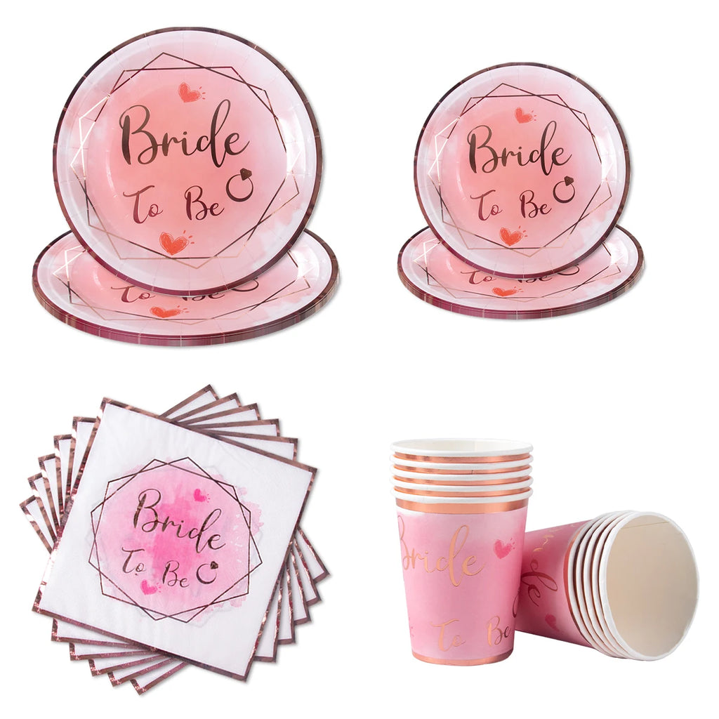 Bachelorette Party Team Bride To Be Tableware Cups Plate Bridal Shower Gift Bride to be Hen Wedding Decorations Adult Supplies