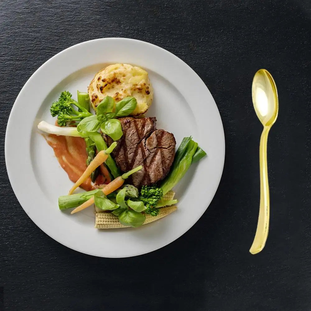 25pcs Party Tableware Set Golden Cutlery Tableware for Dinner Wear-Resistant Dinnerware with Comfortable Grip for Wedding Picnic