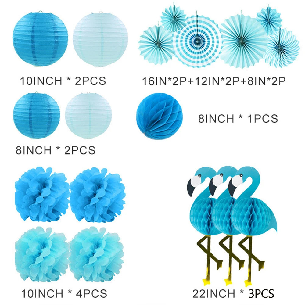 Pink Flamingo Party Supplies Honeycomb Ball Paper Lanterns Fans Pom Poms for Birthday Luau Bachelorette Baby Shower