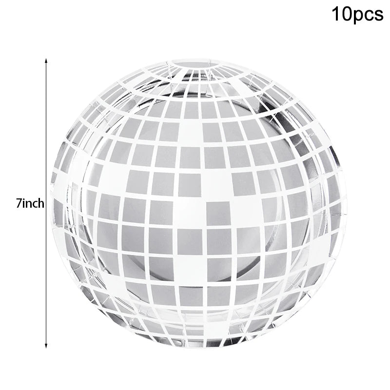 Disco Ball Theme Party Disposable Tableware Paper Plate Cup Napkins Wedding 70s Birthday Party Decoration Bachelorette Supplies