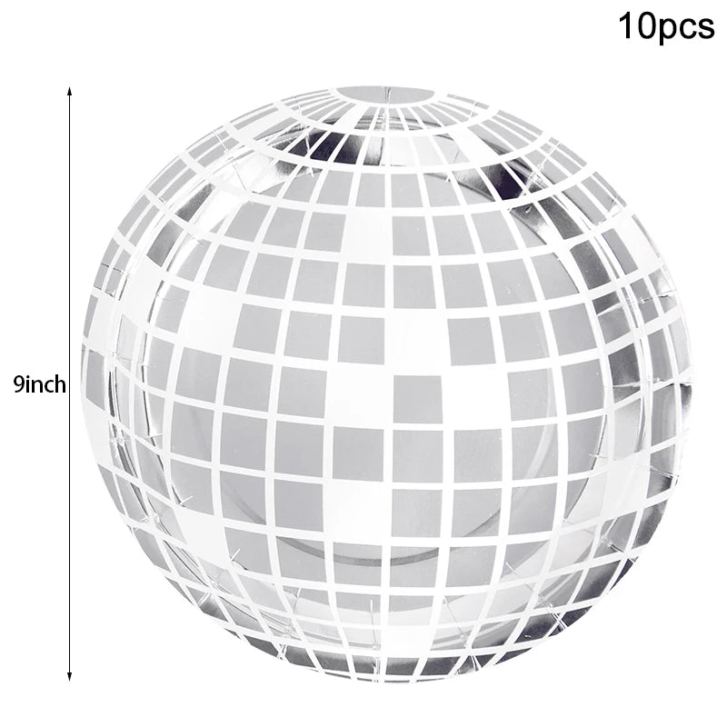 Disco Ball Theme Party Disposable Tableware Paper Plate Cup Napkins Wedding 70s Birthday Party Decoration Bachelorette Supplies