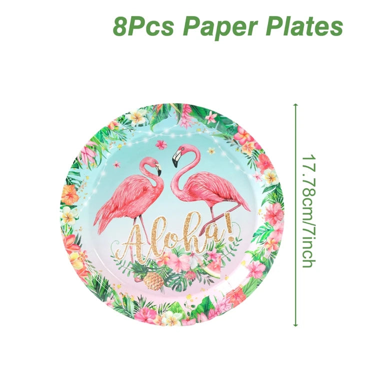 Hawaii Party Tableware Tropical Hawaii Party Decorations Paper Plates Flamingo Kids Summer Baby Shower Birthday Party Supplies