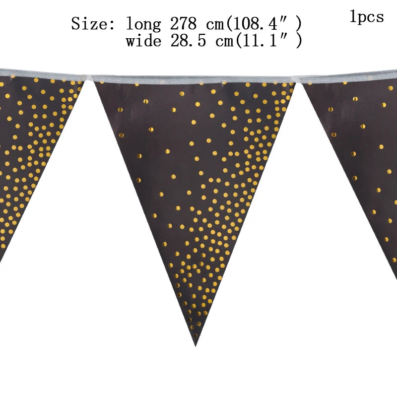 Black and Gold Party Supplies Disposable Party Tableware Gold Dot Paper Plate Black Napkin Cup for Graduation Birthday Wedding