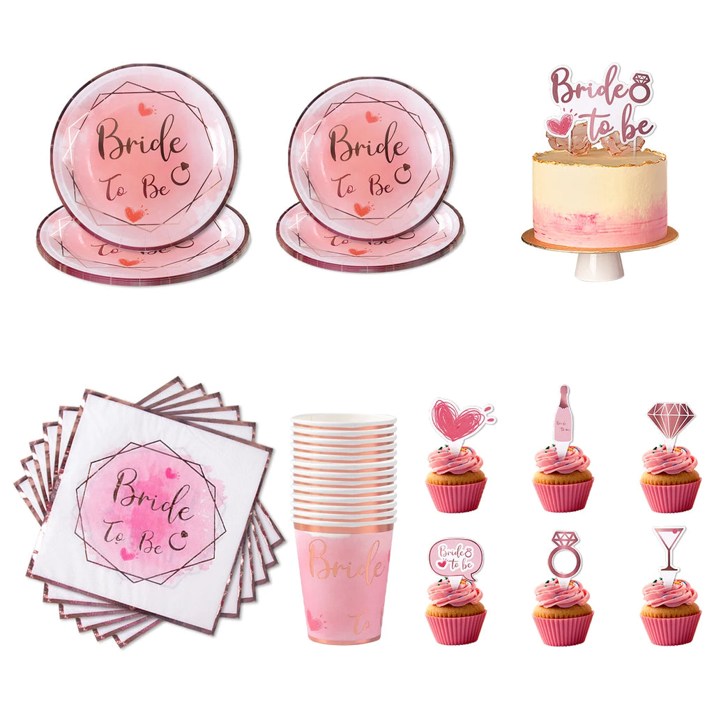 Bachelorette Party Team Bride To Be Tableware Cups Plate Bridal Shower Gift Bride to be Hen Wedding Decorations Adult Supplies