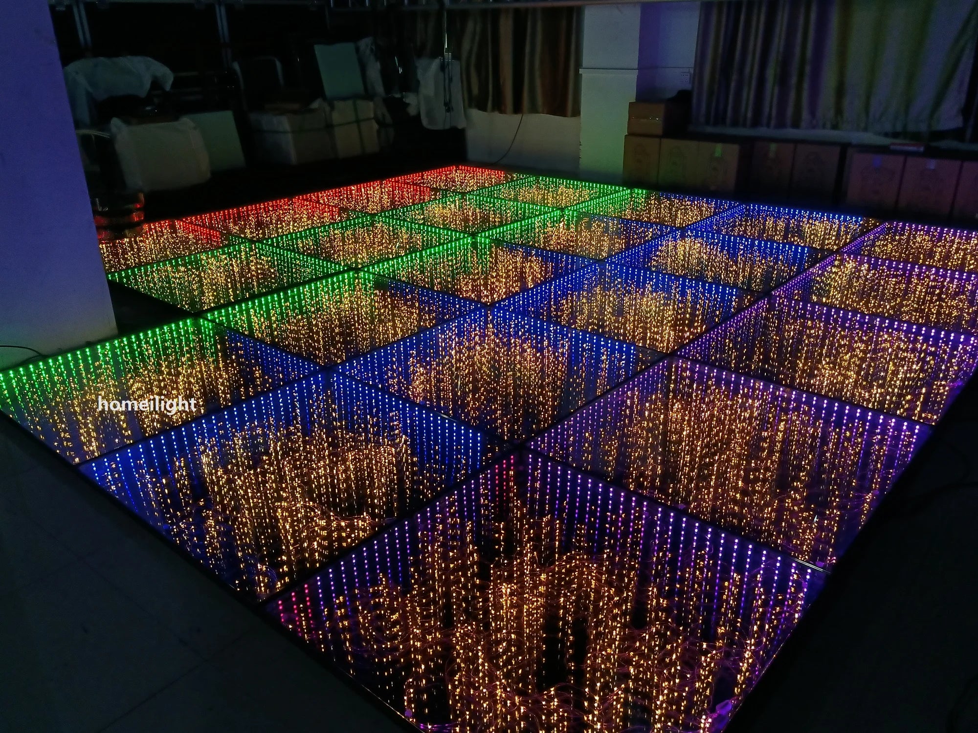 Wedding DJ Disco Night Club Dancefloor Waterproof 3D Mirror Starlit Starry RGB Panels Tiles 3d Led Dance Floor