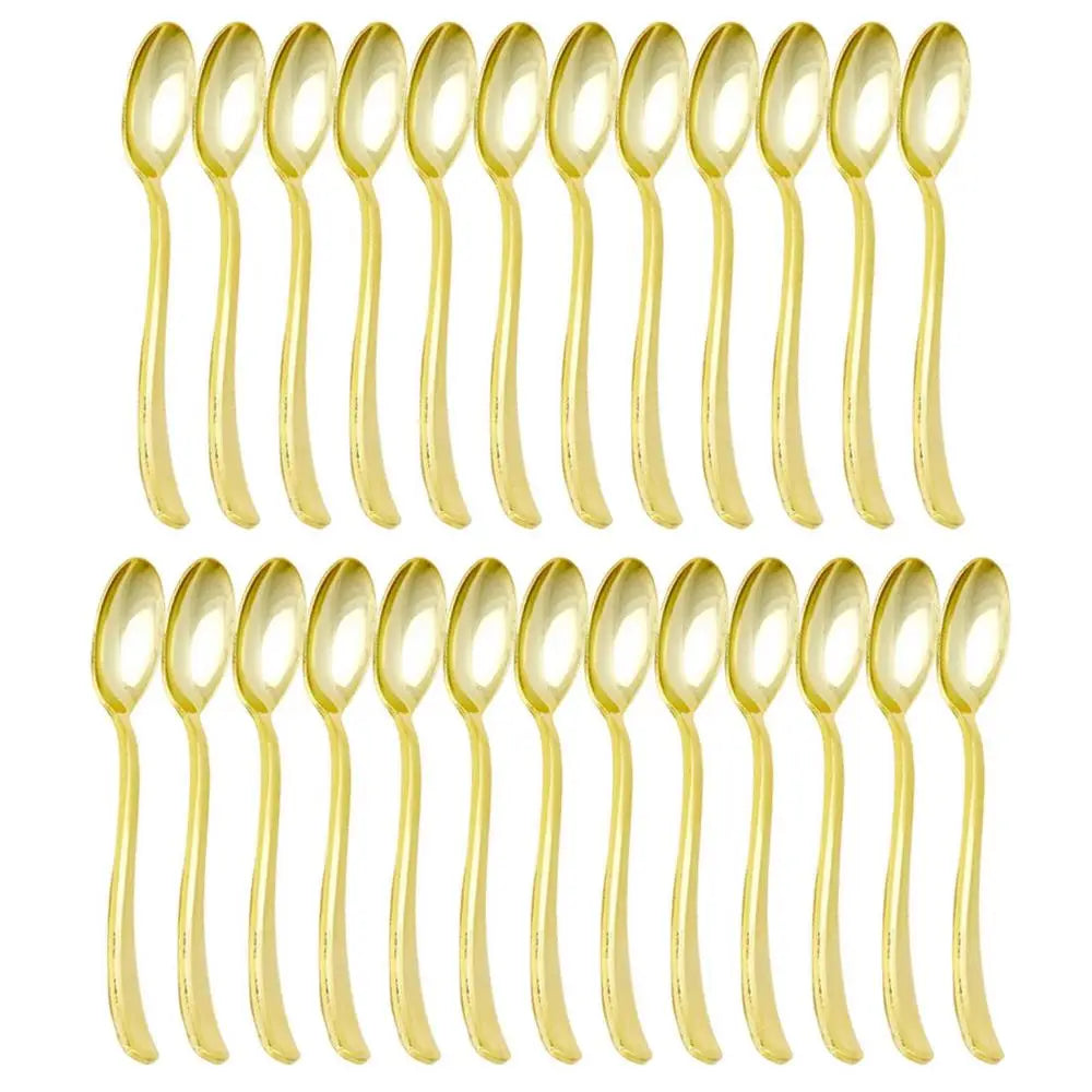 25pcs Party Tableware Set Golden Cutlery Tableware for Dinner Wear-Resistant Dinnerware with Comfortable Grip for Wedding Picnic