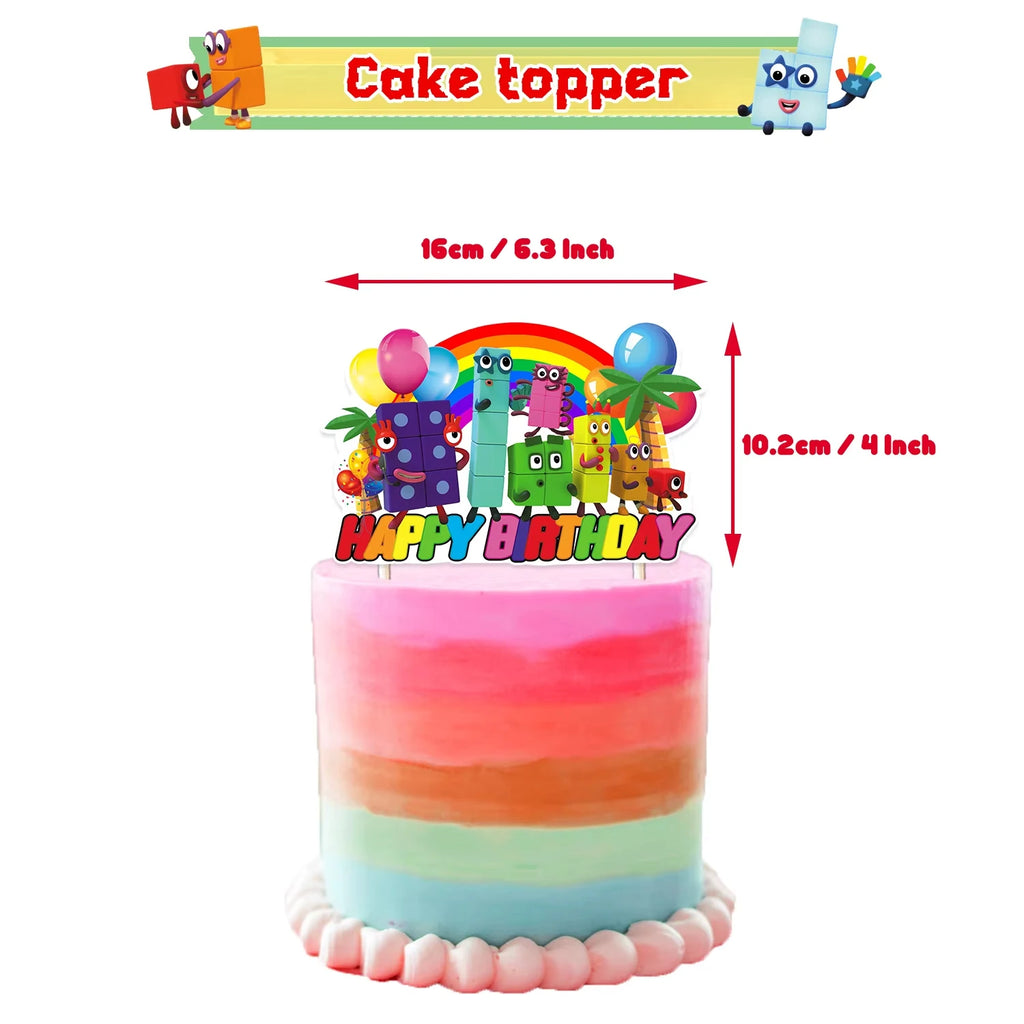 Number Blocks Party Decorations Plate Cup Tablecloth Cake Topper Balloons Building Blocks Theme Kids Birthday Party Supplies