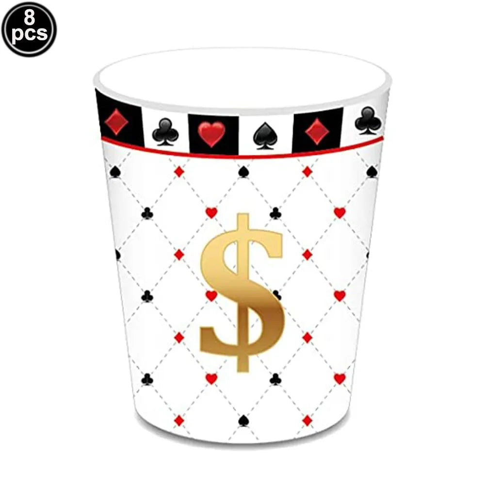 Casino Themed Party Tableware Poker Party Paper Plates Napkins Plates Cups for Adults Las Vegas Casino Themed Party Decorations