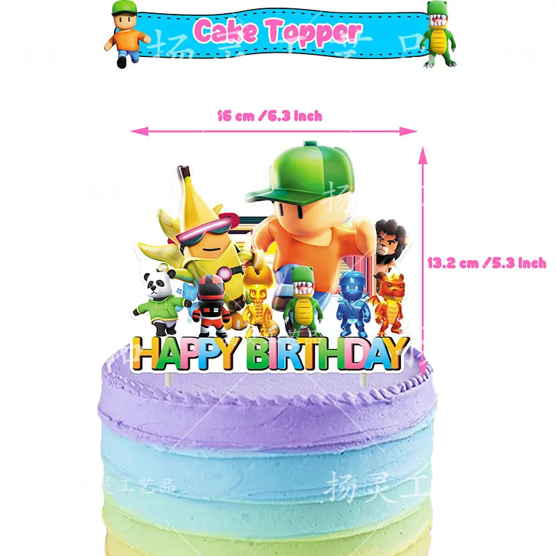 Stumble Guys Party Supplies DIY Balloon Birthday Party Decoration Banner Latex Balloon Decoration Cake Supplies Invitation Card
