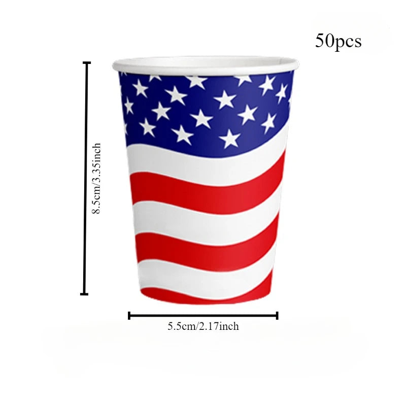 2024 US National Day Party Party Decoration Paper Cup Paper Plate Disposable Tableware Wholesale