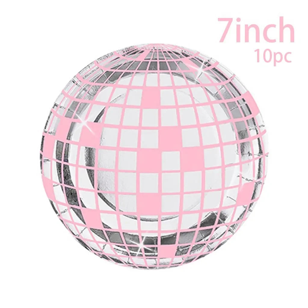 10 Guests Disco Theme Party Disposable Tableware Disco Pink Plates Cups Napkins Disco Party Girls Birthday Party Supplies